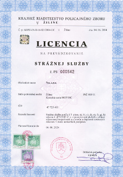 Licencia na prevádzkovanie strážnej služby